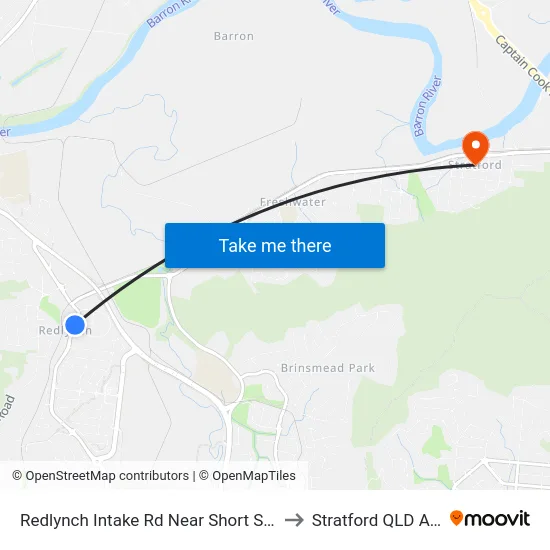 Redlynch Intake Rd Near Short St Hail 'N' Ride to Stratford QLD Australia map
