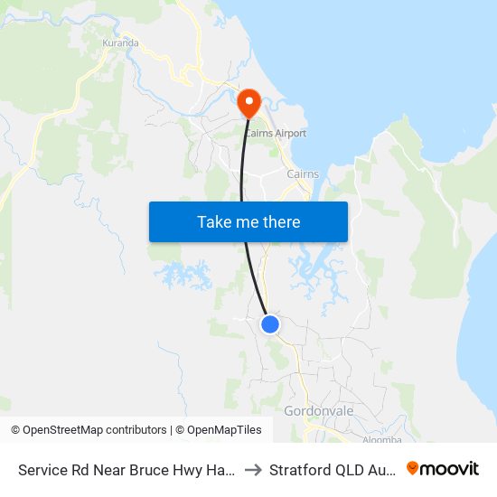 Service Rd Near Bruce Hwy Hail 'N' Ride to Stratford QLD Australia map