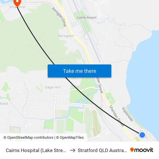 Cairns Hospital (Lake Street) to Stratford QLD Australia map