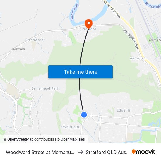 Woodward Street at Mcmanus Street to Stratford QLD Australia map