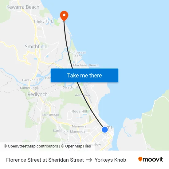 Florence Street at Sheridan Street to Yorkeys Knob map