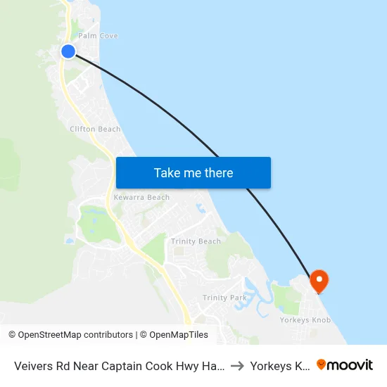 Veivers Rd Near Captain Cook Hwy Hail 'N' Ride to Yorkeys Knob map