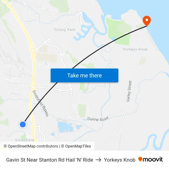 Gavin St Near Stanton Rd Hail 'N' Ride to Yorkeys Knob map