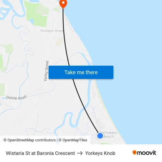 Wistaria St at Baronia Crescent to Yorkeys Knob map