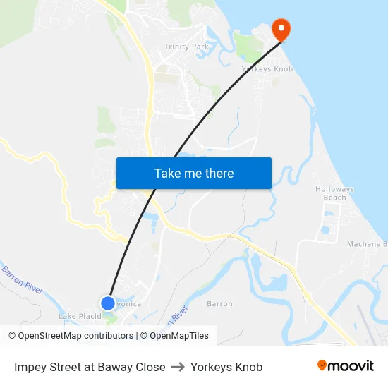 Impey Street at Baway Close to Yorkeys Knob map