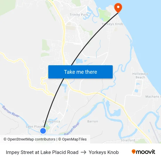Impey Street at Lake Placid Road to Yorkeys Knob map