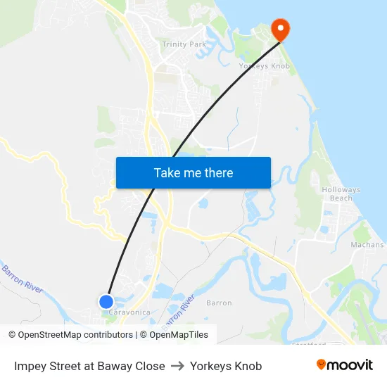 Impey Street at Baway Close to Yorkeys Knob map