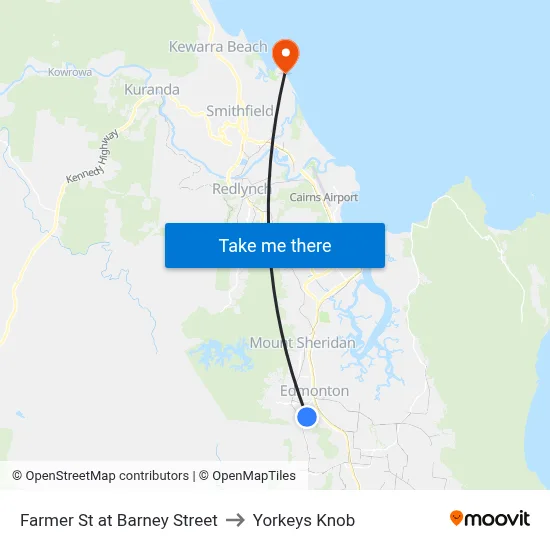 Farmer St at Barney Street to Yorkeys Knob map