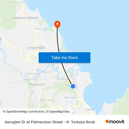 Aeroglen Dr at Palmerston Street to Yorkeys Knob map