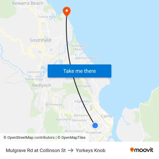 Mulgrave Rd at Collinson St to Yorkeys Knob map