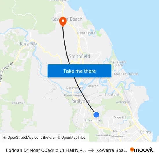 Loridan Dr Near Quadrio Cr Hail'N'Ride to Kewarra Beach map