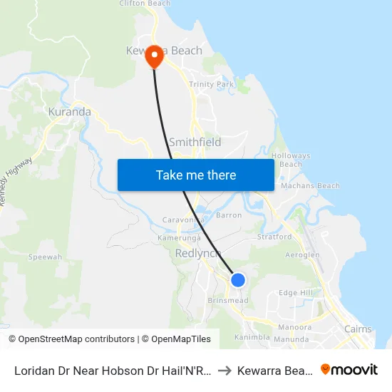 Loridan Dr Near Hobson Dr Hail'N'Ride to Kewarra Beach map