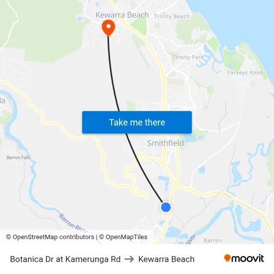 Botanica Dr at Kamerunga Rd to Kewarra Beach map