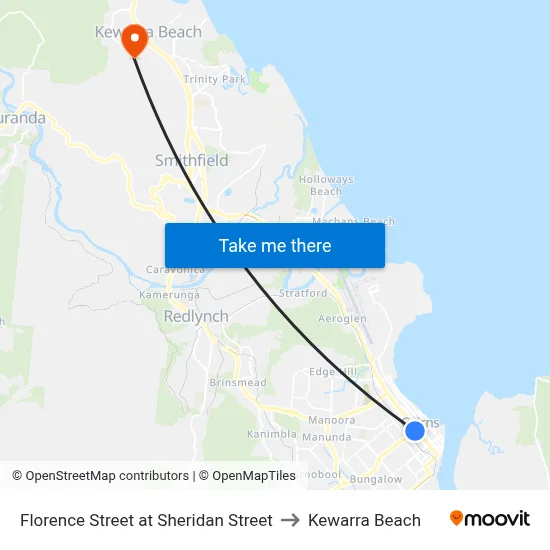 Florence Street at Sheridan Street to Kewarra Beach map