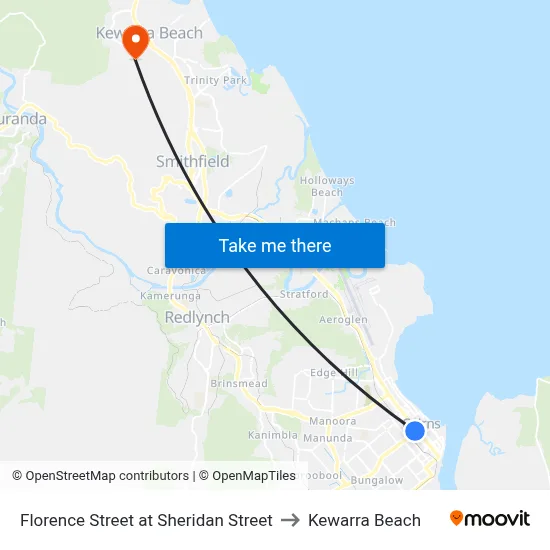 Florence Street at Sheridan Street to Kewarra Beach map