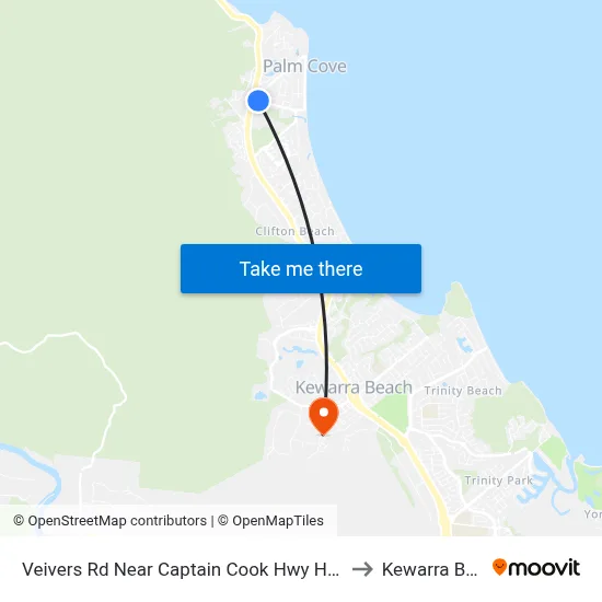 Veivers Rd Near Captain Cook Hwy Hail 'N' Ride to Kewarra Beach map