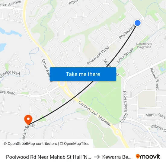 Poolwood Rd Near Mahab St Hail 'N' Ride to Kewarra Beach map