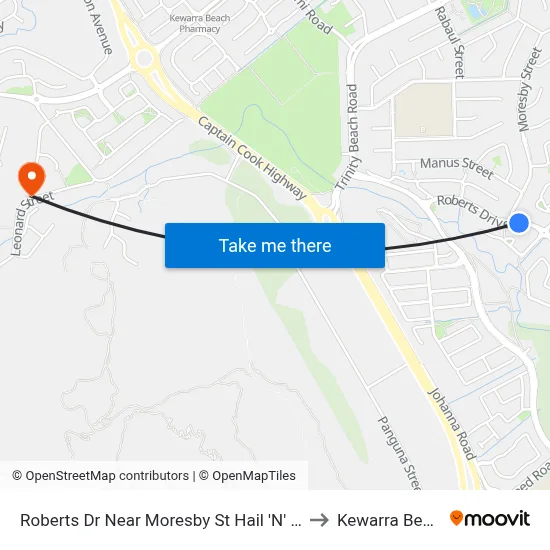 Roberts Dr Near Moresby St Hail 'N' Ride to Kewarra Beach map