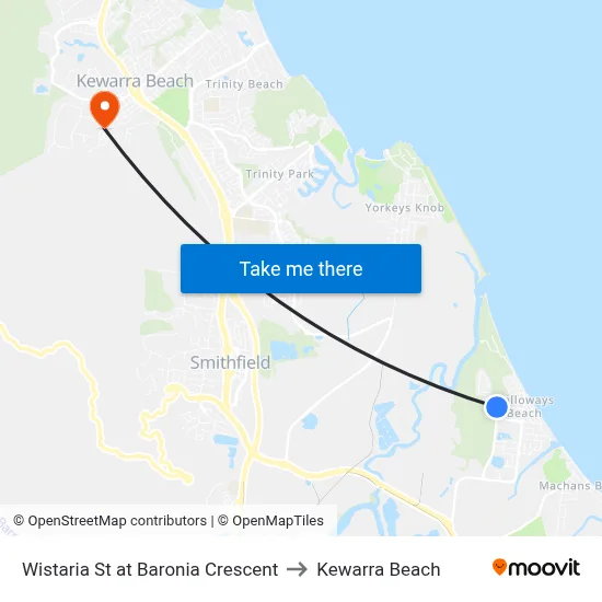 Wistaria St at Baronia Crescent to Kewarra Beach map