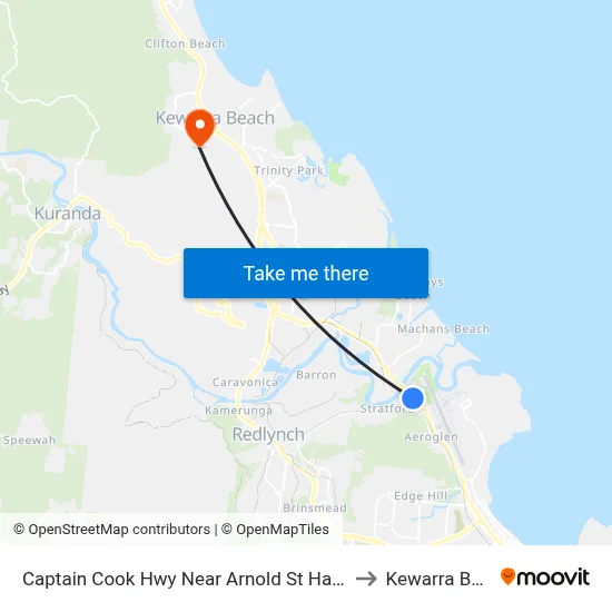 Captain Cook Hwy Near Arnold St Hail 'N' Ride to Kewarra Beach map