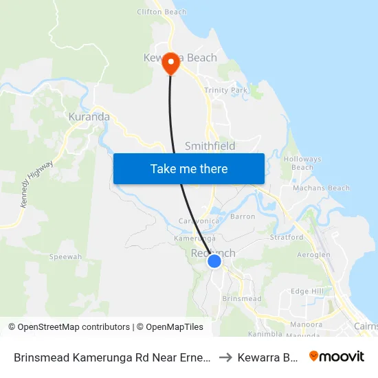 Brinsmead Kamerunga Rd Near Ernest St Hnr to Kewarra Beach map