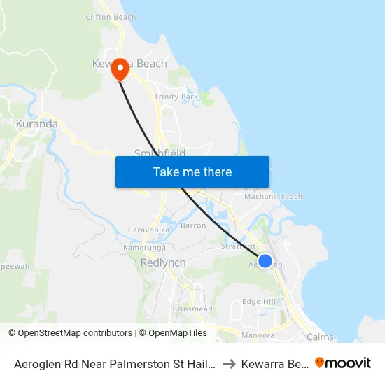 Aeroglen Rd Near Palmerston St Hail 'N' Ride to Kewarra Beach map