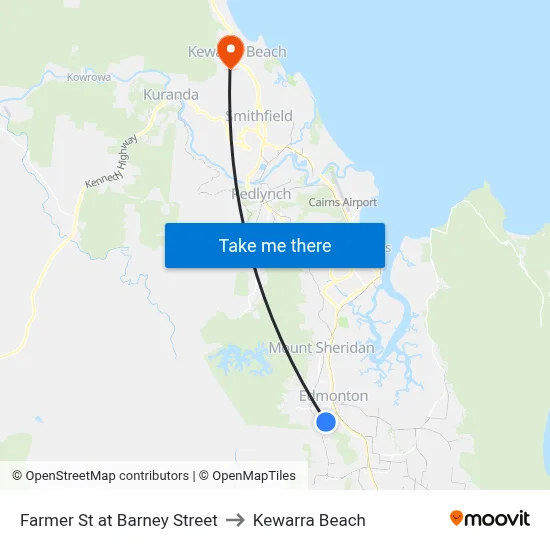 Farmer St at Barney Street to Kewarra Beach map