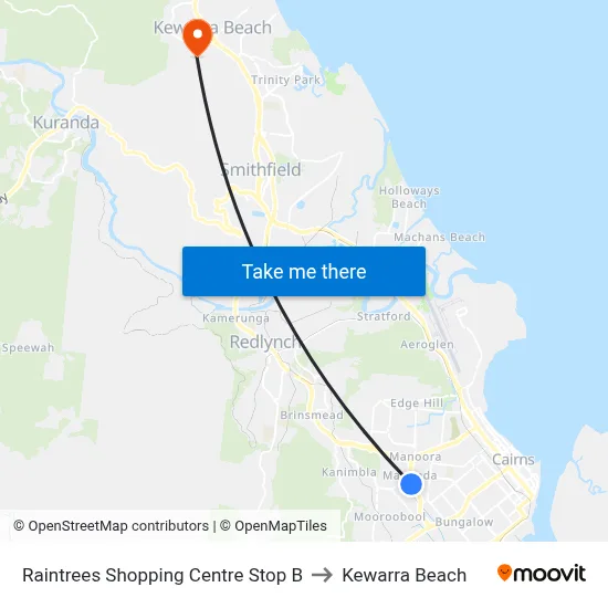 Raintrees Shopping Centre Stop B to Kewarra Beach map