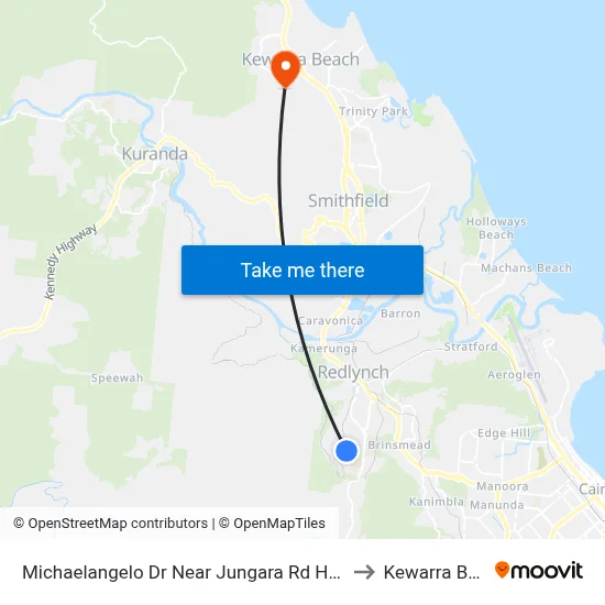 Michaelangelo Dr Near Jungara Rd Hail 'N' Ride to Kewarra Beach map
