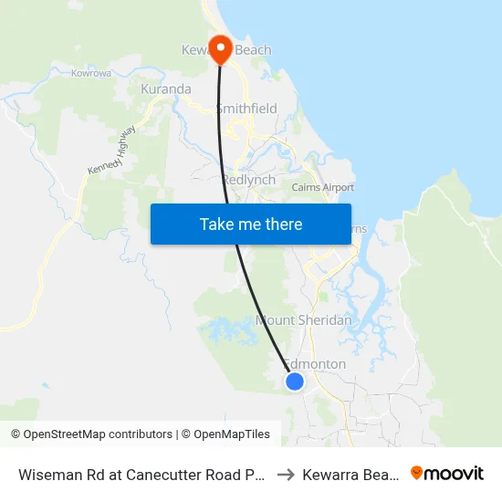 Wiseman Rd at Canecutter Road Park to Kewarra Beach map