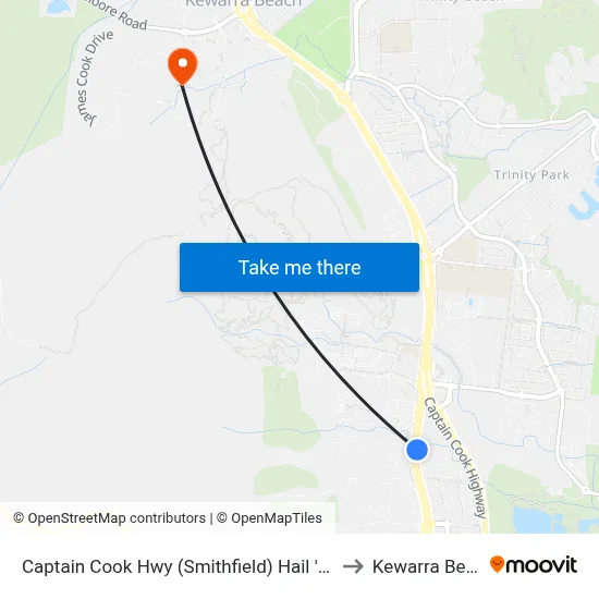 Captain Cook Hwy (Smithfield) Hail 'N' Ride to Kewarra Beach map