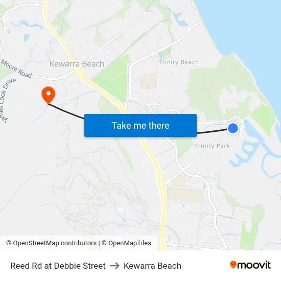 Reed Rd at Debbie Street to Kewarra Beach map