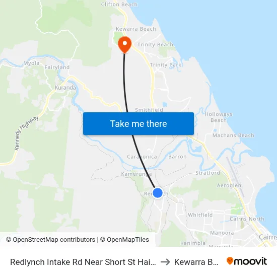 Redlynch Intake Rd Near Short St Hail 'N' Ride to Kewarra Beach map