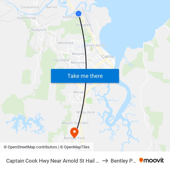 Captain Cook Hwy Near Arnold St Hail 'N' Ride to Bentley Park map