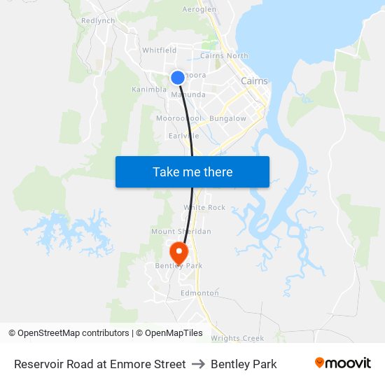 Reservoir Road at Enmore Street to Bentley Park map