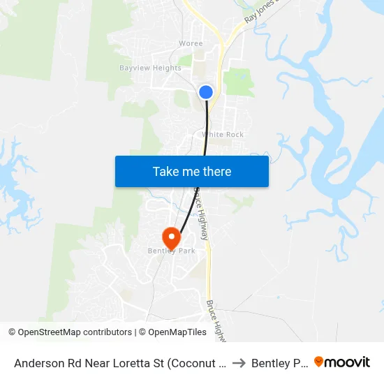 Anderson Rd Near Loretta St (Coconut Village) to Bentley Park map