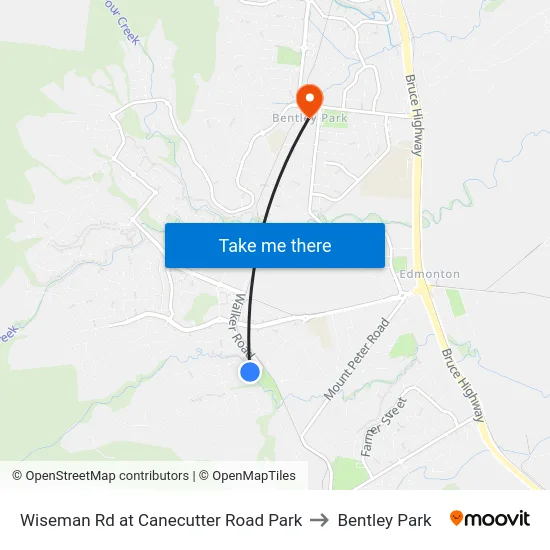 Wiseman Rd at Canecutter Road Park to Bentley Park map