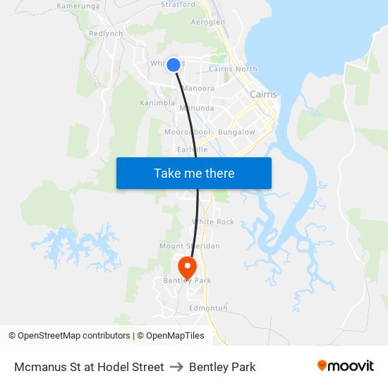 Mcmanus St at Hodel Street to Bentley Park map