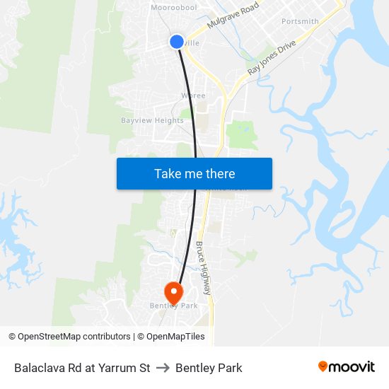 Balaclava Rd at Yarrum St to Bentley Park map