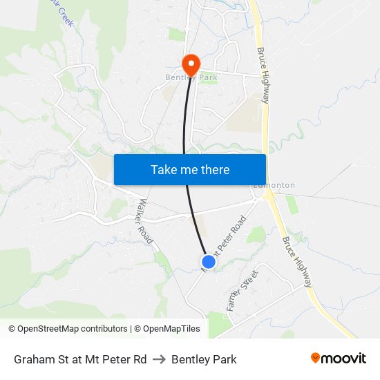 Graham St at Mt Peter Rd to Bentley Park map