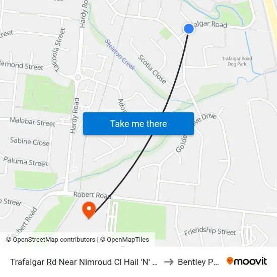 Trafalgar Rd Near Nimroud Cl Hail 'N' Ride to Bentley Park map