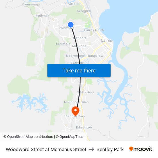 Woodward Street at Mcmanus Street to Bentley Park map