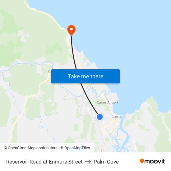 Reservoir Road at Enmore Street to Palm Cove map