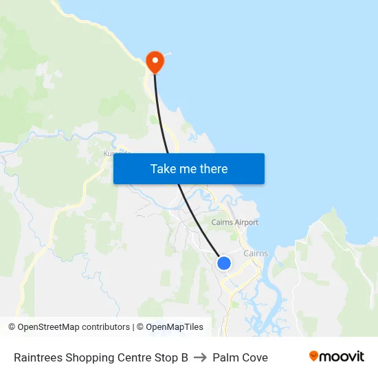 Raintrees Shopping Centre Stop B to Palm Cove map