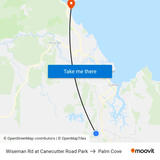 Wiseman Rd at Canecutter Road Park to Palm Cove map