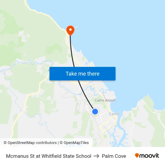 Mcmanus St at Whitfield State School to Palm Cove map