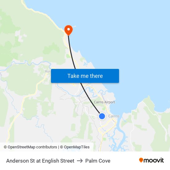 Anderson St at English Street to Palm Cove map