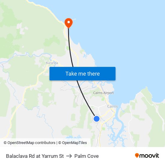 Balaclava Rd at Yarrum St to Palm Cove map
