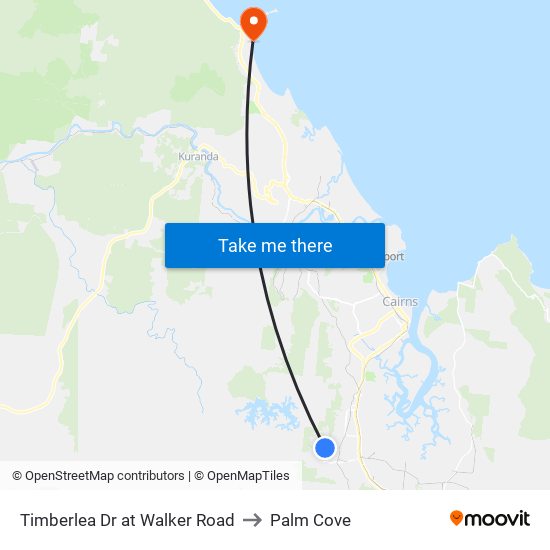 Timberlea Dr at Walker Road to Palm Cove map