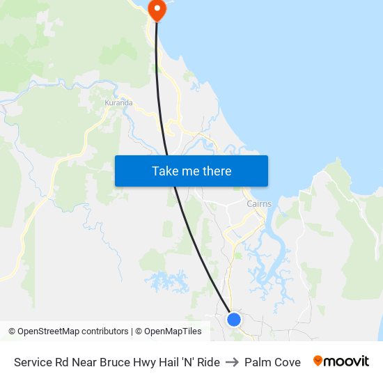 Service Rd Near Bruce Hwy Hail 'N' Ride to Palm Cove map